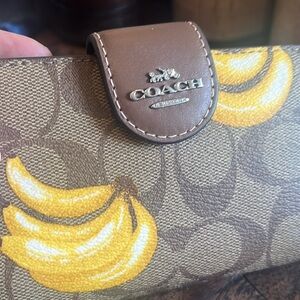 Coach Brown and Yellow Banana Print Wallet NWOT